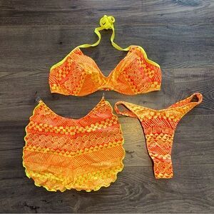 Vintage Venus thong bikini 3 piece set shimmery vintage swim wear